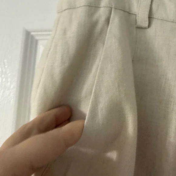 Anthropologie x Farm Rio Tan Linen Wide Leg Pants Medium - Picture 5 of 13